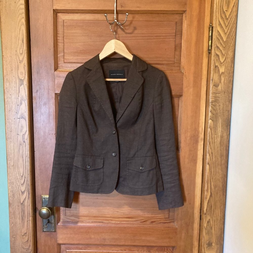 Banana Republic Brown Linen Blazer (Size 2)